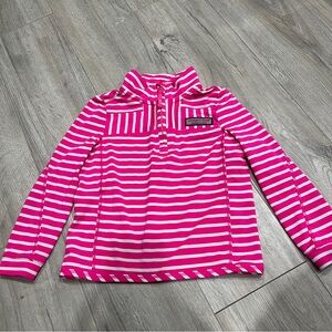 Vineyard Vines Hot Pink and White Striped Quarter-Zip Rash Guard